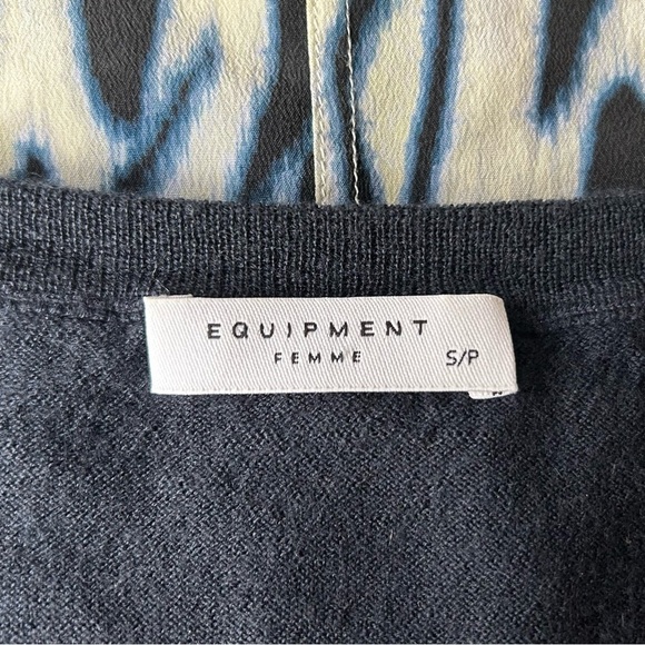 Equipment Portia Abstract Cheetah Dress Ink & Marshmallow Cashmere Silk Size S - Picture 14 of 16